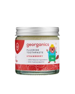 UK Organics Kindertandpasta met Fluoride - Aardbei (Potje) 